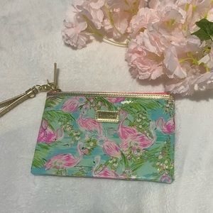 Lily Pulitzer flamingo wristlet
